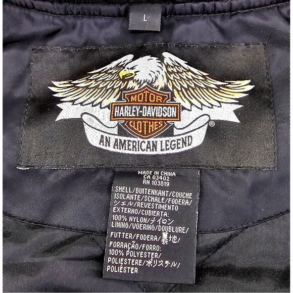 Vintage Harley Davidson Bomber Jacket Black Nylon Embroidered Motorcycle Men's L - Picture 9 of 10
